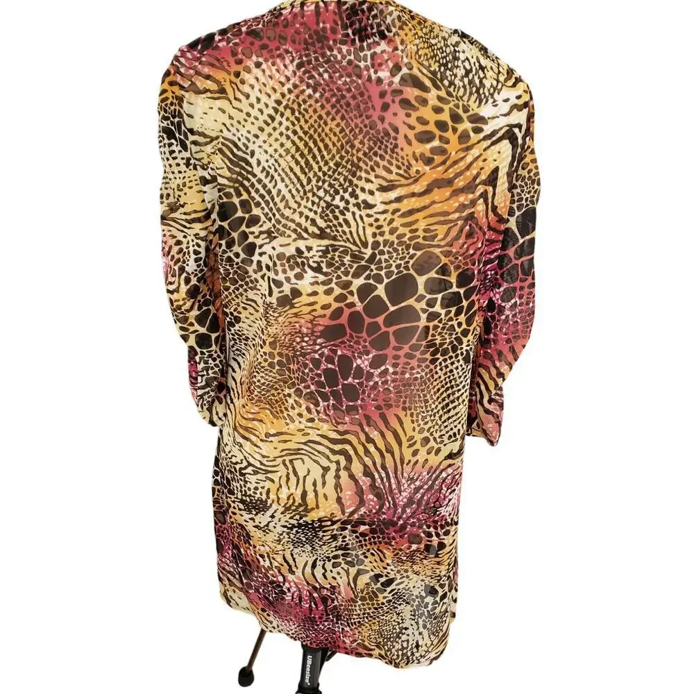 Christina‎ sheer Leopars tie wrap Kimono Large